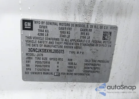 2017 Chevrolet Trax Ls from USA, damaged, VIN 3GNCJKSBXHL285073